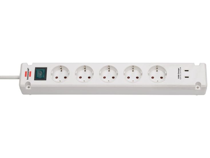 Brennenstuhl Bremounta stekkerdoos met 2 USB-C laadaansluitingen - White