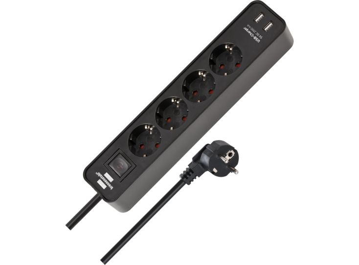 Brennenstuhl Ecolor 4-voudige en 2x USB stekkerdoos