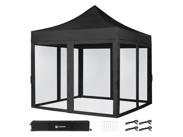 VONROC Premium 3x3 partytent met muggennet wanden - Black