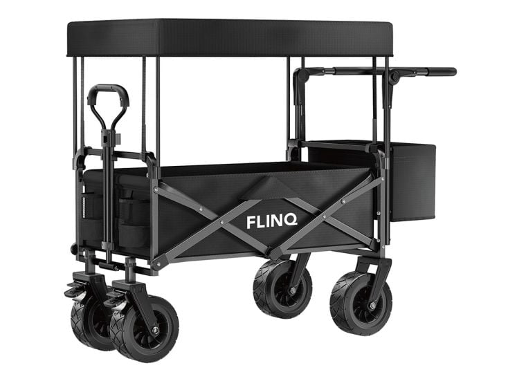 FlinQ 130 kg bolderkar met dak - Black