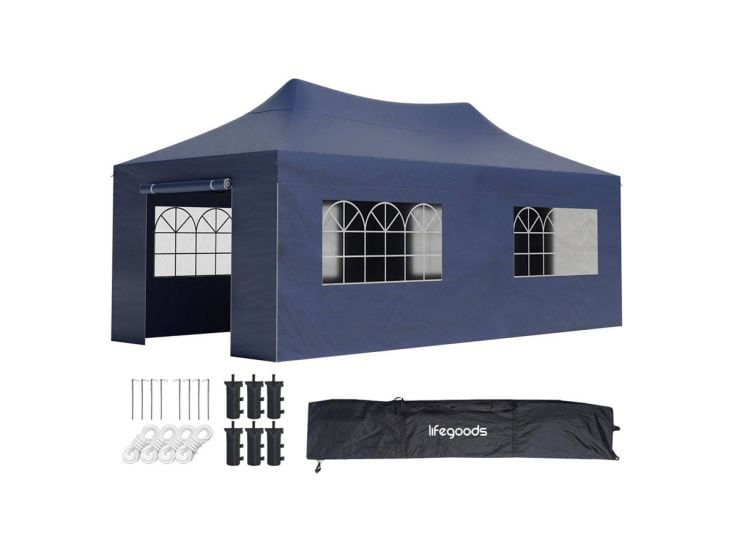 LifeGoods 3 x 6 meter partytent met zijwanden  - Dark Blue