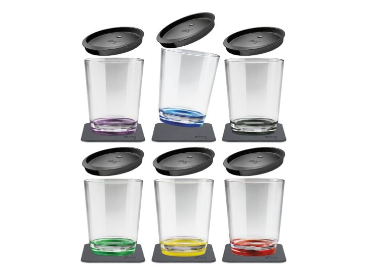 Silwy 6-delige set multicolour magnetische drinkbekers met deksel