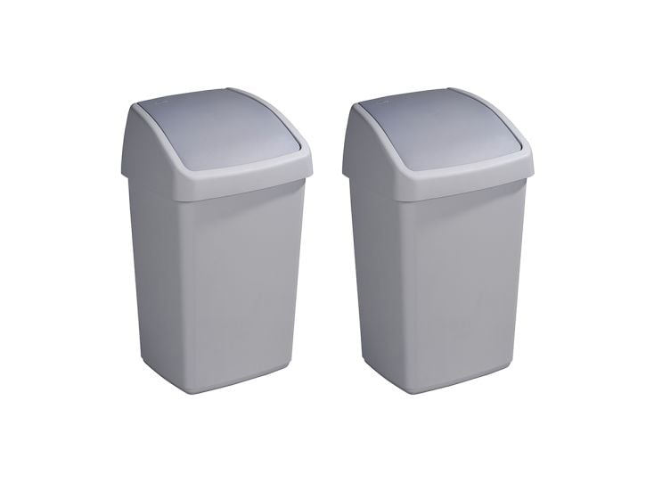 Sunware Delta 25 liter Grey prullenbak met swingdeksel - 2 stuks