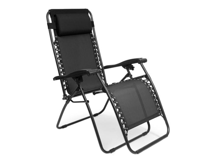 LifeGoods opvouwbare relaxstoel met zijtafel - Black