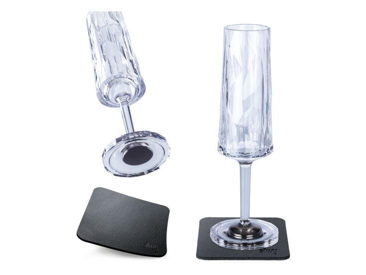 Silwy 2-delige set magnetische kunstof champagne glazen