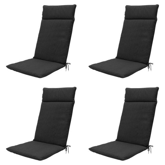 Madison Black canvas eco+ Tuinstoelkussen - Set van 4