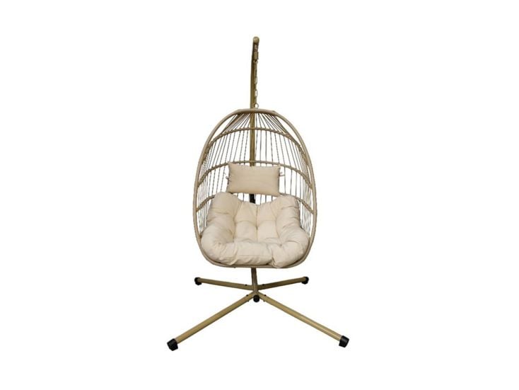 Buitenkado hangstoel met beige kussens - Beige