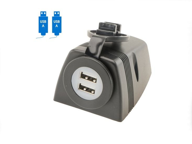 Contactdoos opbouw - 12-24V USB 5V DC 2.1A