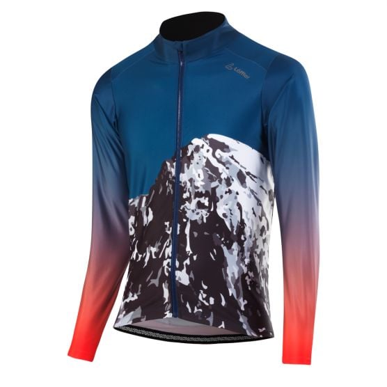 Löffler Scarp blauw heren lange mouwen wielrenshirt