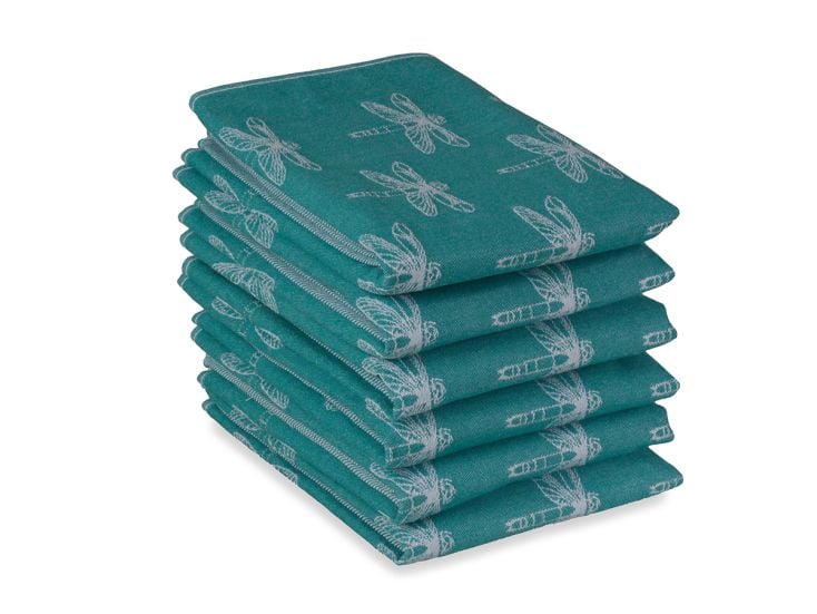DoubleDry Libel 50 x 70 cm set van 6 theedoeken - Teal