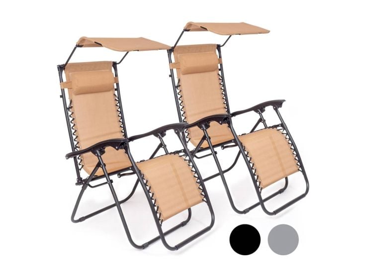 LifeGoods Opvouwbare Zonnescherm tuinstoelen set - Beige