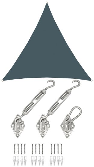 AMANKA 2 x 2 x 2 waterdicht schaduwdoek + bevestigingsset - Grey