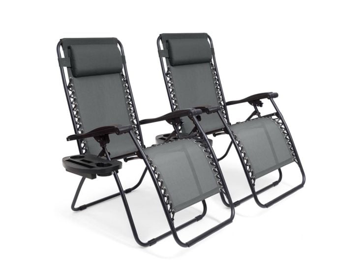 LifeGoods set van 2 relaxstoelen met zijtafel - Dark Grey