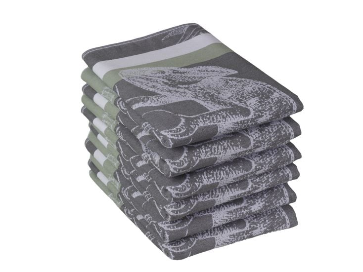 DoubleDry Jungle 50 x 70 cm set van 6 theedoeken - Grey