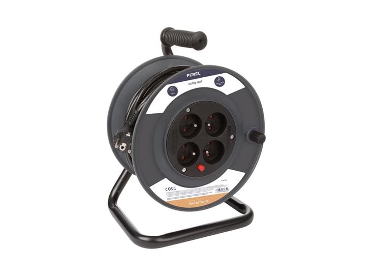 Perel 4-voudige kabelhaspel - 25 meter
