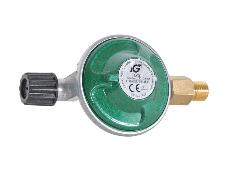 Obelink 30 mbar 1/4" links Campingaz drukregelaar
