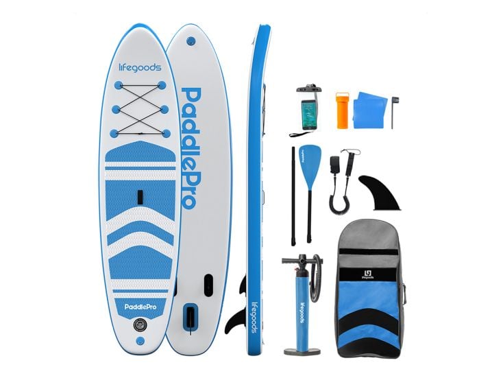 LifeGoods PaddlePro SUP Board - White/Sky Blue