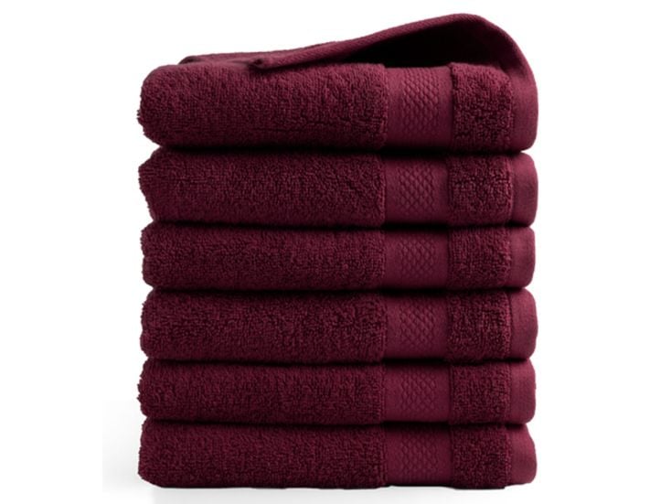 DoubleDry Hotel 50 x 100 cm set van 6 handdoeken - bordeaux
