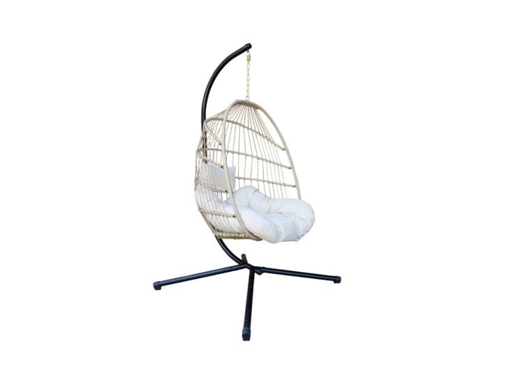 Buitenkado hangstoel met beige kussens - Black