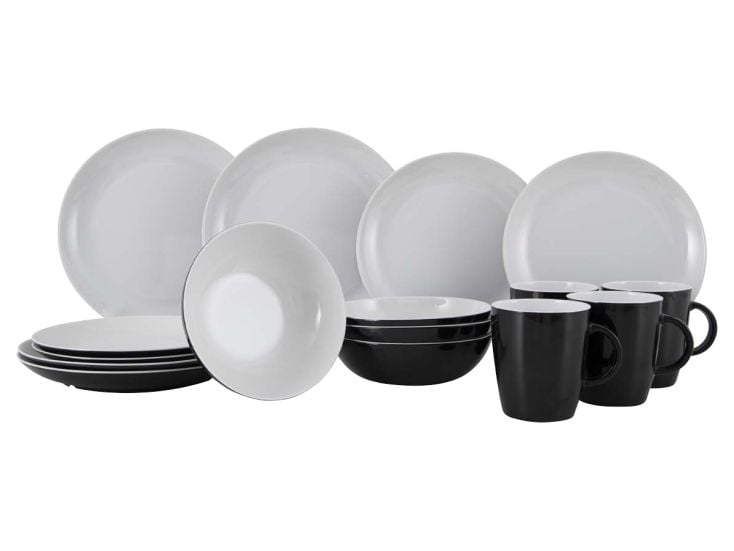 Gimex Solid Line 16-delig serviesset - Black/White