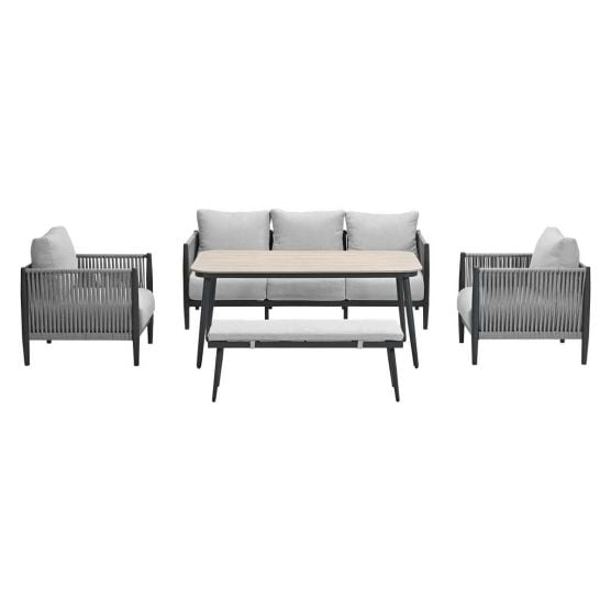 Garden Impressions Tavira grey sand - 5-delig - lounge dining set
