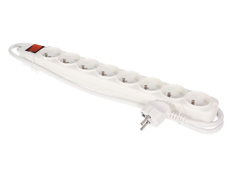 Perel EWS8W 8-voudige stekkerdoos met schakelaar - 1,5 meter