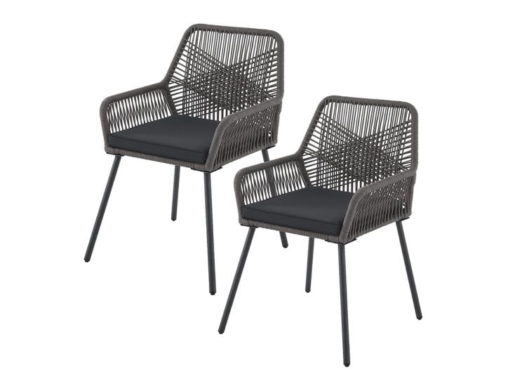 Juskys Kastos set van 2 tuinstoelen met zitkussen - Grey