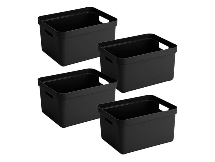 Sunware Sigma home 32 liter Black opbergbox - set van 4