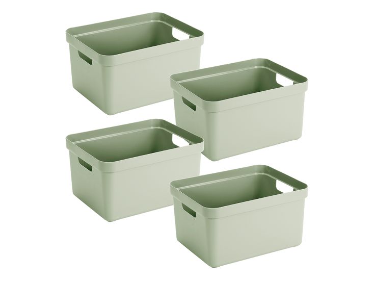Sunware Sigma home 32 liter Green opbergbox - set van 4