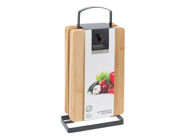 Excellent Houseware bamboe snijplanken met metalen standaard