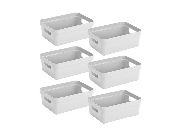 Sunware Sigma home 9 liter white opbergbox - set van 6