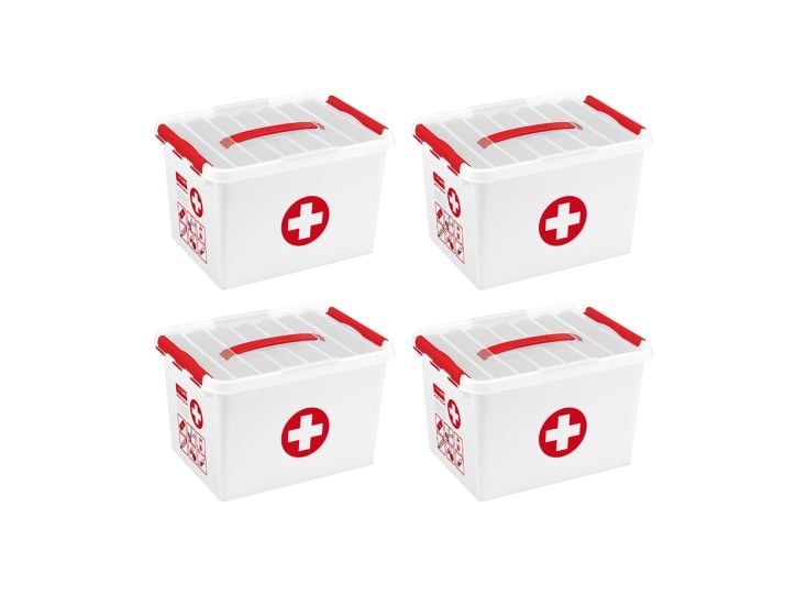 Sunware Q-line 22 liter EHBO doos met inzet - Set van 4