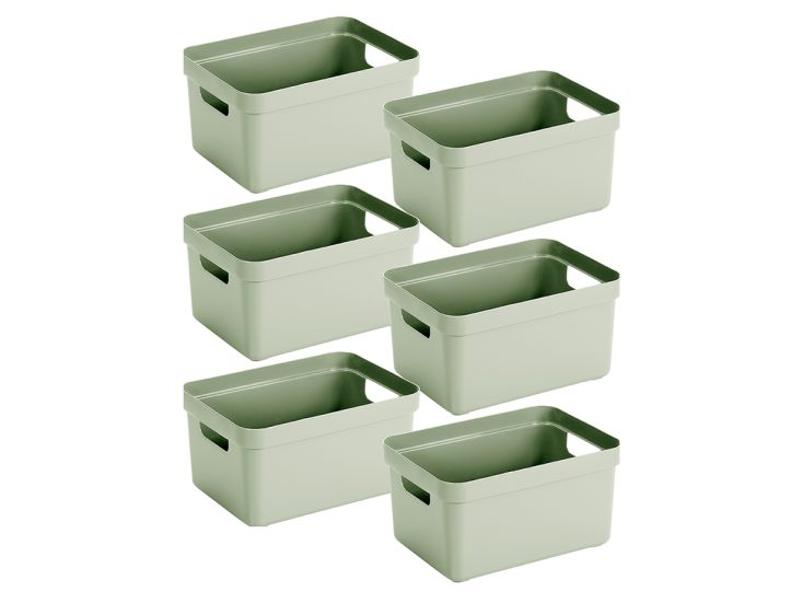 Sunware Sigma home 13 liter green opbergbox - set van 6