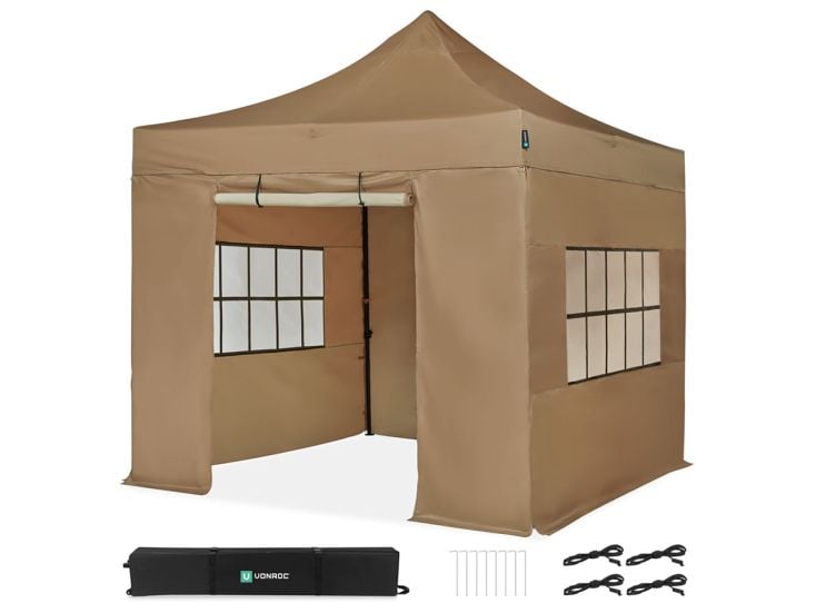 VONROC Premium 3 x 3 Easy-Up partytent met zijwanden - Beige