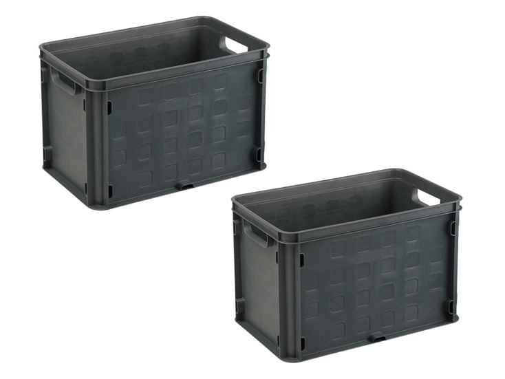 Sunware Square set van 2 gesloten 26 liter kratten - Anhtracite