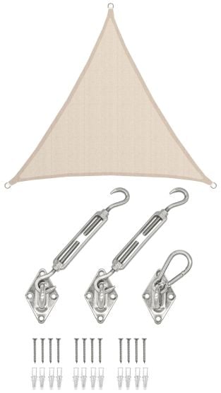 AMANKA 2 x 2 x 2 waterdicht schaduwdoek + bevestigingsset - Beige