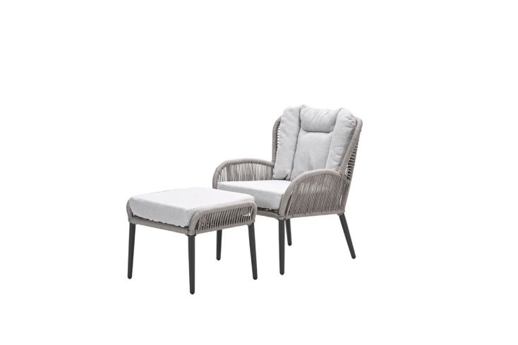 Garden Impressions Andorra fauteuil & voetenbank - c. black
