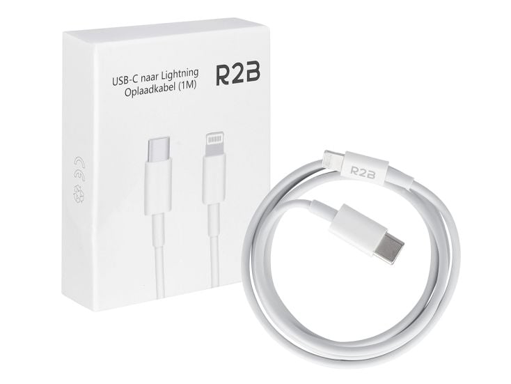 R2B 1 Meter Witte USB-C naar Lightning Kabel
