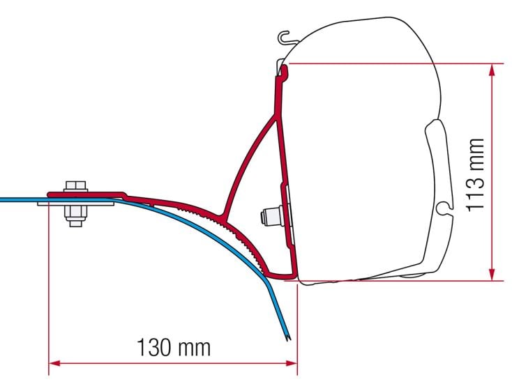 Fiamma F45 adapter Ducato Roof Rack H2 >2006