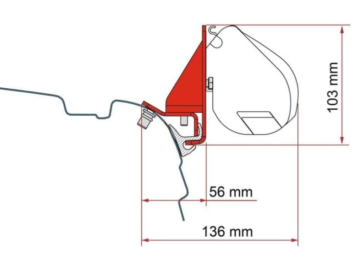 Fiamma F35 adapter combi rail bracket