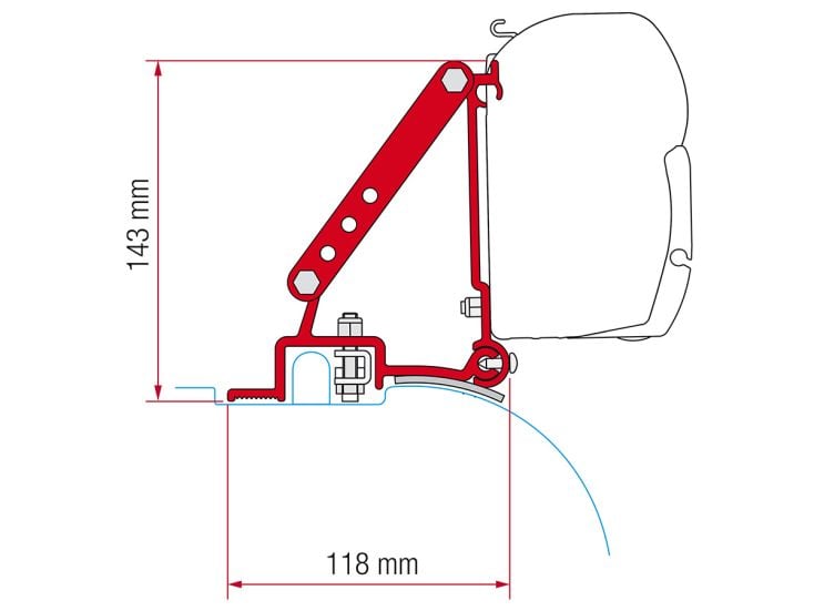 Fiamma F45 adapter Ducato H2 vanaf 2006