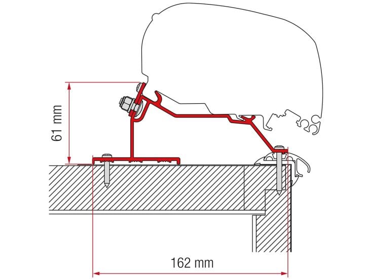 Fiamma F80/F65 adapter Caravan Roof 450 cm