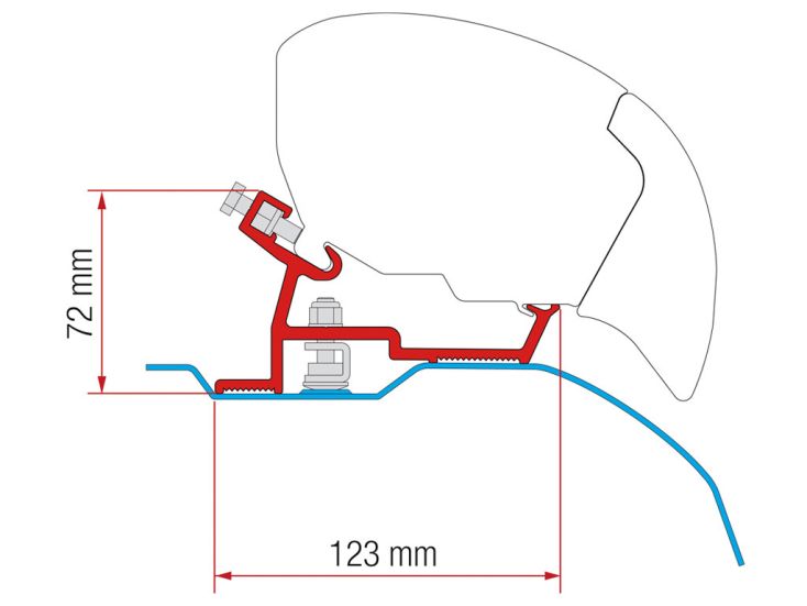 Fiamma F80/F65 adapter Ducato H2 >2006