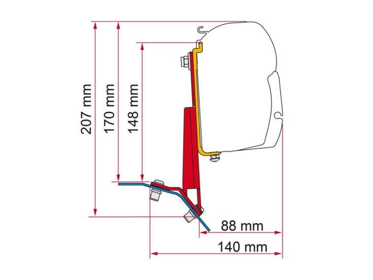 Fiamma F45/F43/F35 adapter Ford Custom
