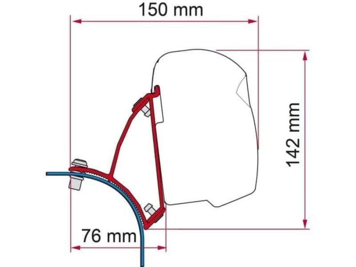 Fiamma F43/F45 adapter VW T5/T6 Transporter Multivan Lift Roof - Black