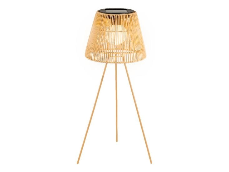 Lumineo Natural rieten solar vloerlamp