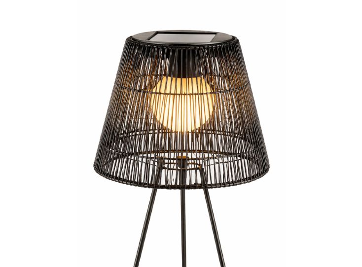 Lumineo Black rieten solar vloerlamp