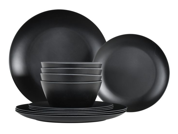 Obelink Matt Black serviesset - 12-delig