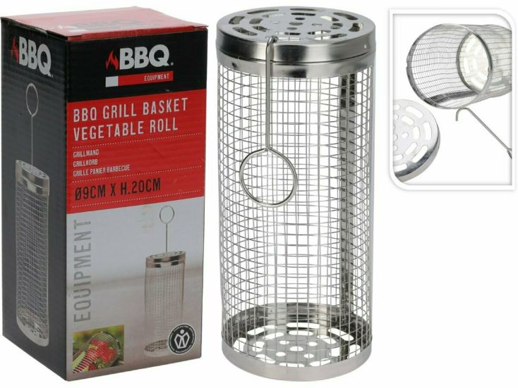 RVS BBQ cilinder grillmand