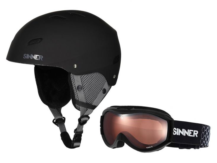 Sinner Combi-Pack Black Bingham skihelm en Toxic skibril